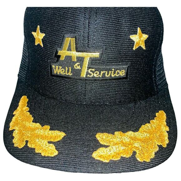 Vtg A & T Well Service Mesh Snapback Gold Scrambled Eggs Hat Cap Made in USA EUC - Picture 2 of 10